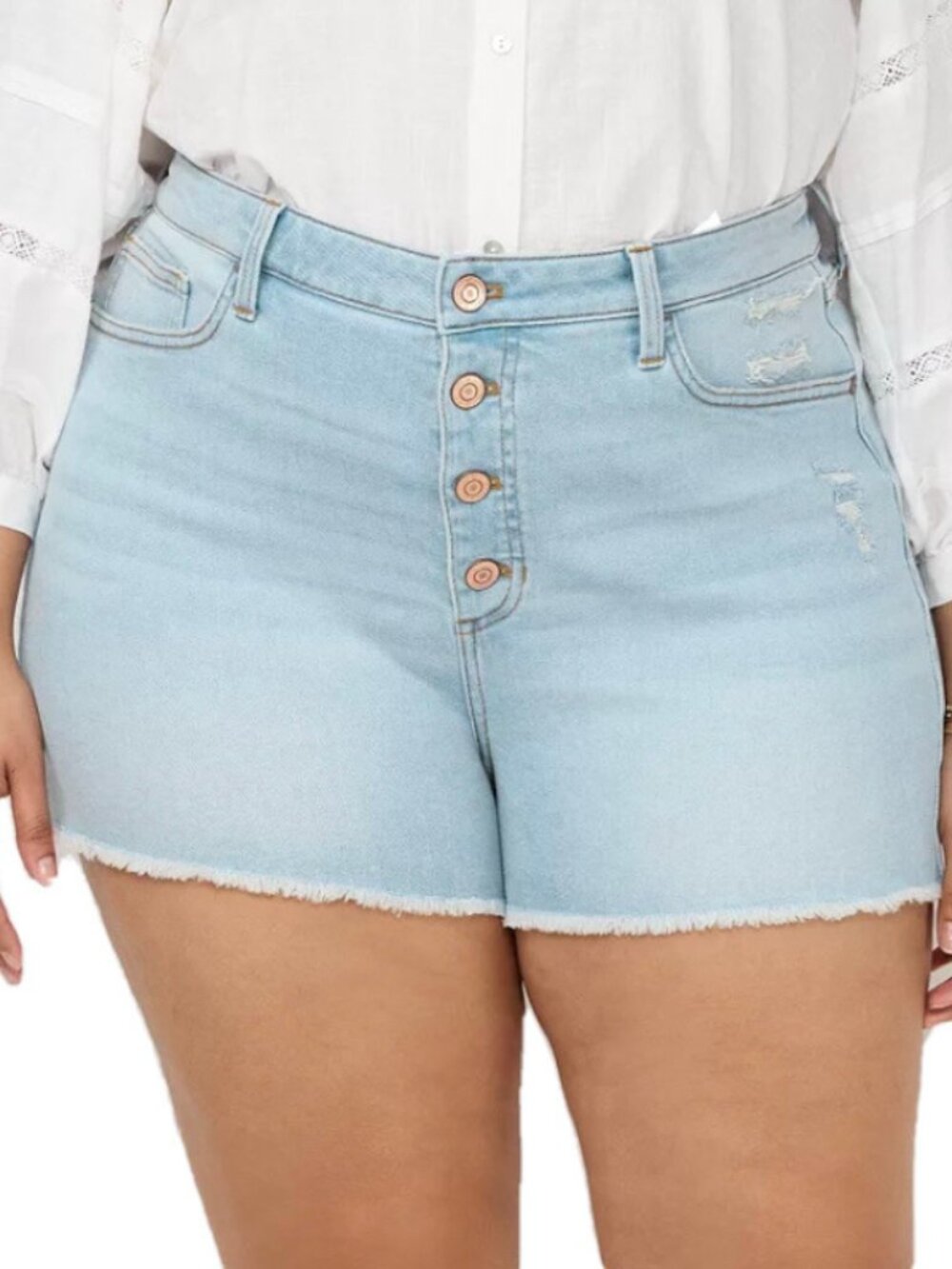 LC Lauren Conrad High Rise Button Fly Cut-off Denim Shorts 16